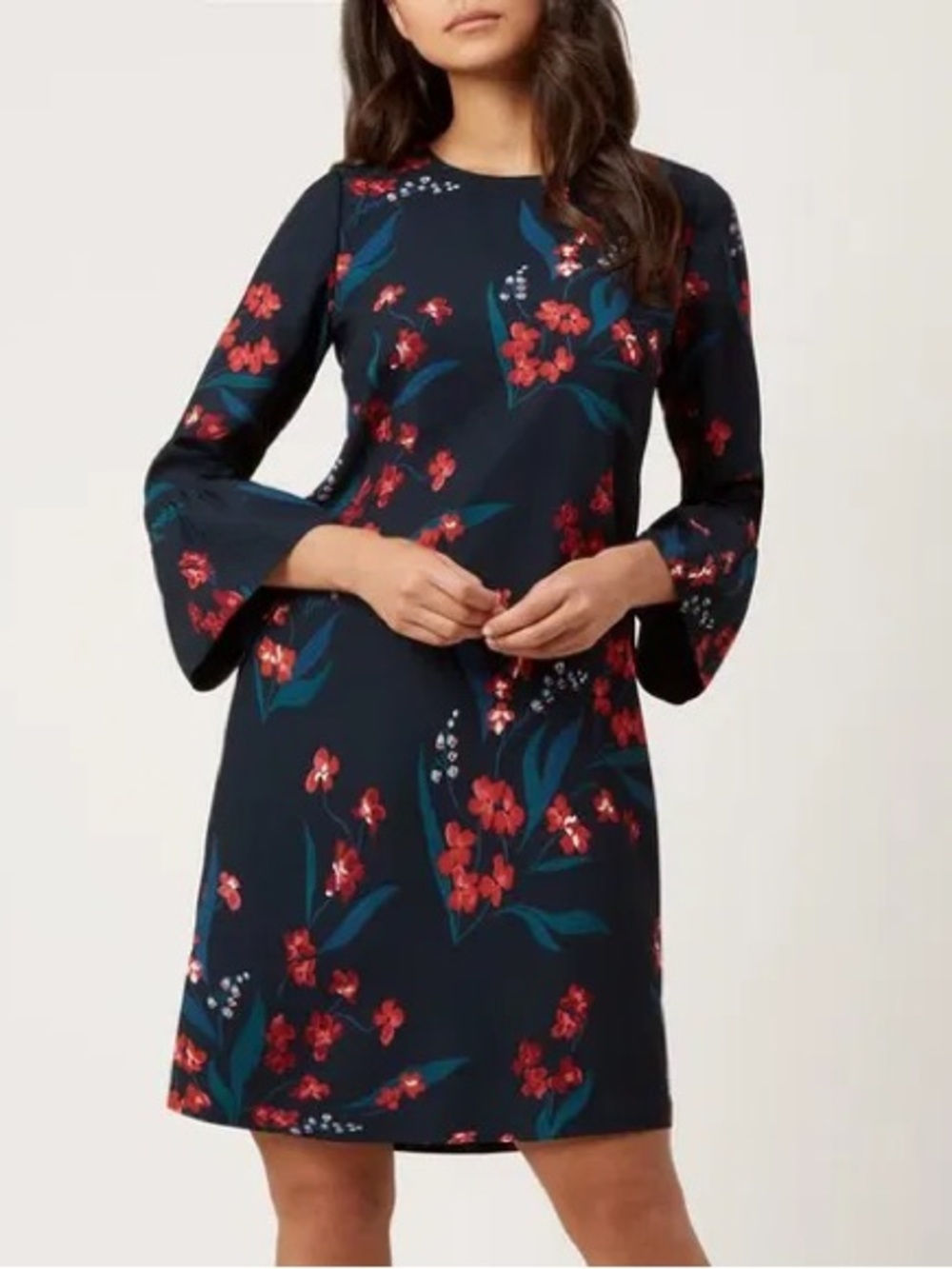 HOBBS LONDON Flora Fluted-Cuff Dress